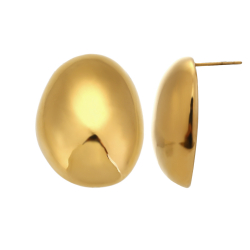 Steel Earrings Oval Earrings - 33 mm - Gold Color and Steel Color