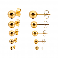 Ohrringe Glattes Edelstahl Stahlkugel-Ohrringe - 2mm, 3mm, 4mm, 5mm, 6mm - Farbe Gold und Farbe Silber