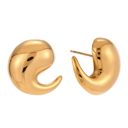 Pendiente Acero Liso Pendientes Acero Curve - 25 mm - Color Oro y Plata