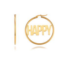 Pendiente Acero Liso Pendiente Acero HAPPY - Aro 40*2 mm- Color Oro