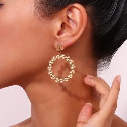 Steel Earrings Hollow Steel Earrings - Hoop 36,5 mm - Gold Color