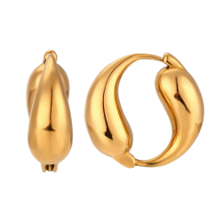 Steel Earrings Teardrop Hoop Earrings - 25mm  - Gold Color and Color Silver