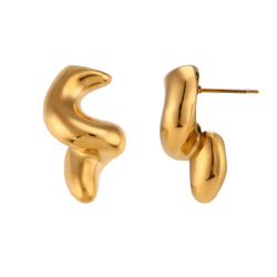 Steel Earrings Steel Earring - Smooth Braided - 34 mm -Color Gold and Silver Color