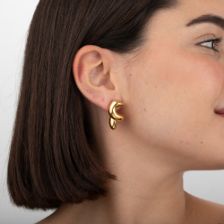 Steel Earrings Steel Earring - Smooth Braided - 34 mm -Color Gold and Silver Color