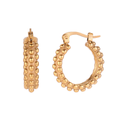 Steel Earrings Steel Earring with Balls - 20 mm - Gold Color and Steel Color
