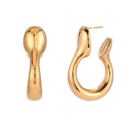 Pendiente Acero Liso Pendientes Acero - 30 mm - Color Oro, Color plata y Color Acero