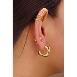 Steel Earrings Hollow Steel Earrings - Square Hoop 20 mm - Gold Color and Steel