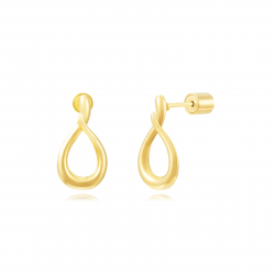 Steel Earrings Steel Drop Earrings - 15.5 mm - Gold Color and Steel