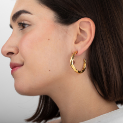Pendiente Acero Liso Pendientes Acero - Semi Aro 40*8mm Color Oro