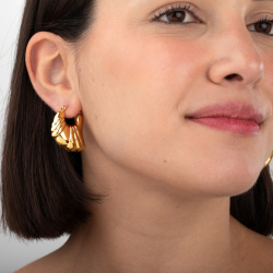 Pendiente Acero Liso Pendientes Acero Hueco - Bolsa 30 mm - Color Oro