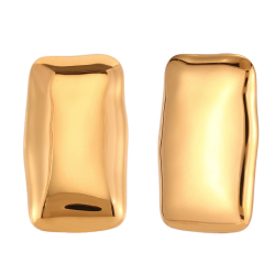 Ohrringe Glattes Edelstahl Stahlohrringe - Träne 31,50mm - Goldfarbe und Stahl
