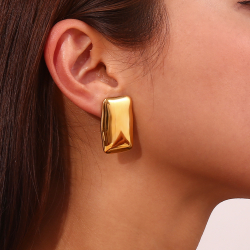 Steel Earrings Steel Earrings - Flat Rectangle - 31,50mm - Gold Color and Steel