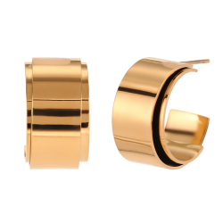 Pendiente Acero Liso Pendientes Acero - Doble Aro - 22 mm - Color Oro y Color Plata