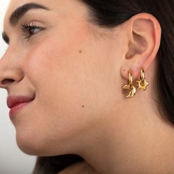 Pendiente Acero Liso Pendiente Acero - Aro 18 mm - Estrella 13 mm - Color Oro y Plata