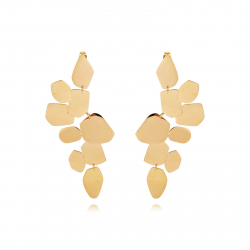 Steel Earrings Steel Earrings - 76mm - Irregular Plate - Gold Color and Steel Color