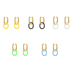 Steel Earrings Steel Earring - Resin 22 mm - Gold Color
