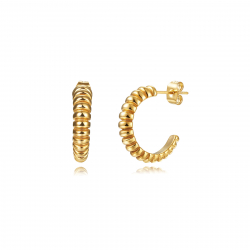 Steel Earrings Steel Earrings Stripes -Semi Hoop 20 mm - Gold Color and Steel
