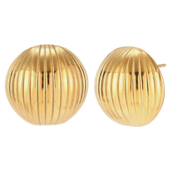 Steel Earrings Steel Earring - Bonbon with stripes 20mm - Gold ColAcier and Steel