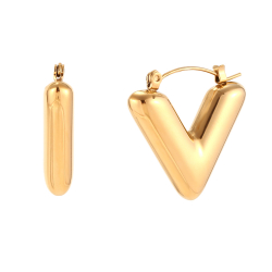 Pendiente Acero Liso Pendientes Acero Hueco - Triángulo 28 mm - Color Oro, Color Plata y Color Acero