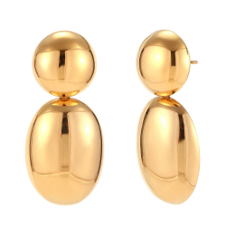 Pendiente Acero Liso Pendientes Ovalado - 42mm - Color Oro y Color Plata