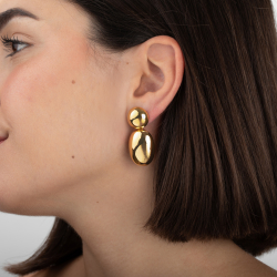 Pendiente Acero Liso Pendientes Ovalado - 42mm - Color Oro y Color Plata
