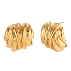 Pendiente Acero Liso Pendientes Entrelazados - 23*22mm - Color Oro y Color Plata