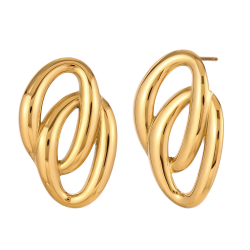 Pendiente Acero Liso Pendientes Acero - 30 mm - Ovalo - Colro Oro y Plata