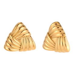 Pendiente Acero Liso Pendientes Triángulo Acero - 25 mm - Color Oro y Color Plata