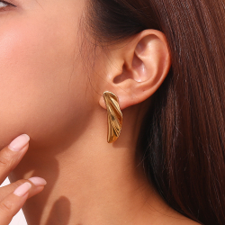 Pendiente Acero Liso Pendientes Alas Acero - 36*11 mm - Color Oro y Color Plata