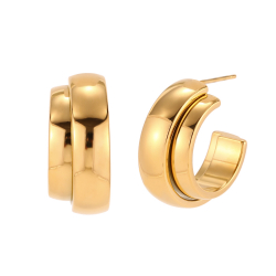 Pendiente Acero Liso Pendiente Acero - Doble Aro - 24 mm - Color Oro y Color Plata