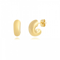 Steel Earrings Steel Semi Hoop Earrings - 15mm - Gold Color and Steel Color
