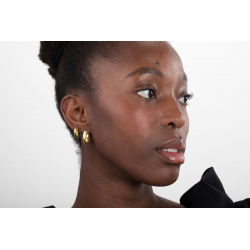 Steel Earrings Steel Semi Hoop Earrings - 15mm - Gold Color and Steel Color