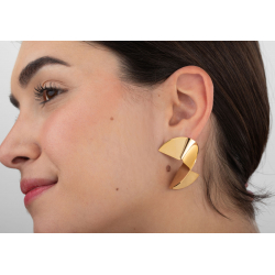 Pendiente Acero Liso Pendientes Acero - Espiral 40mm - Color Oro y Acero