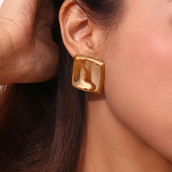 Pendiente Acero Liso Pendientes Acero - Cuadrado 30 mm - Color Oro