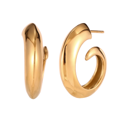 Steel Earrings Steel Spiral Earrings 24mm - Gold Colour and Silver Colour