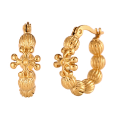 Pendiente Acero Liso Pendientes Acero - Aro Bolas con Rayas 20 mm - Color Oro y Color Plata