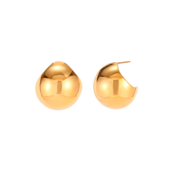 Pendiente Acero Liso Pendientes Acero Bola - 28 mm - Color Oro