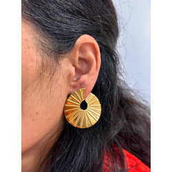 Pendiente Acero Liso Pendientes Acero - Espiral con Rayas - 37mm - Color Oro y Color Plata