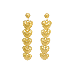 Pendiente Acero Liso Pendientes Acero - Corazón - 81 mm - Color Oro y Color Acero