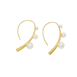 Pendiente Acero Liso Pendientes Acero - Corazón con Perlas - 40 mm - Color Oro y Color Acero
