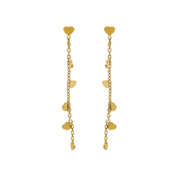 Pendiente Acero Liso Pendientes Acero - Cadena de Corazones - 55 mm - Color Oro y Color Acero