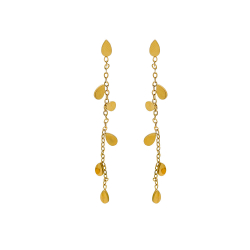 Steel Earrings Steel Earrings - Chain of Drops - 58 mm - Gold Color and Steel Color