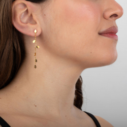 Steel Earrings Steel Earrings - Chain of Drops - 58 mm - Gold Color and Steel Color