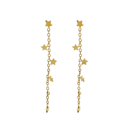 Steel Earrings Steel Earrings - Star Chain - 58 mm - Gold Color and Steel Color