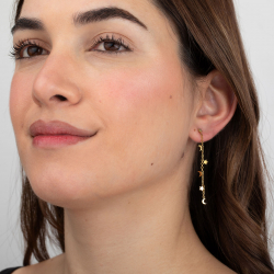 Steel Earrings Steel Earrings - Chain of Stars and Moons - 58 mm - Gold Color and Steel Color