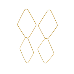 Steel Earrings Steel Earrings - Double Rhombus - 95 mm - Gold Color and Steel Color