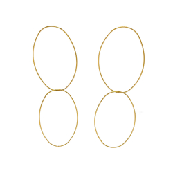 Steel Earrings Steel Earrings - Double Oval Hoop - 110 mm - Gold Color and Steel Color