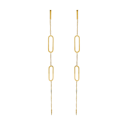 Steel Earrings Steel Earrings - Link Chain - 130 mm - Gold Color and Steel Color