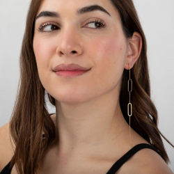 Steel Earrings Steel Earrings - Link Chain - 130 mm - Gold Color and Steel Color