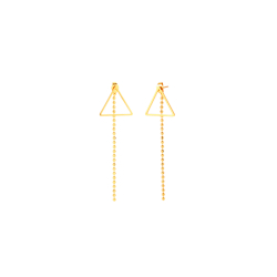 Steel Earrings Steel Earrings - Triangle with Chain Gold and Silver Color